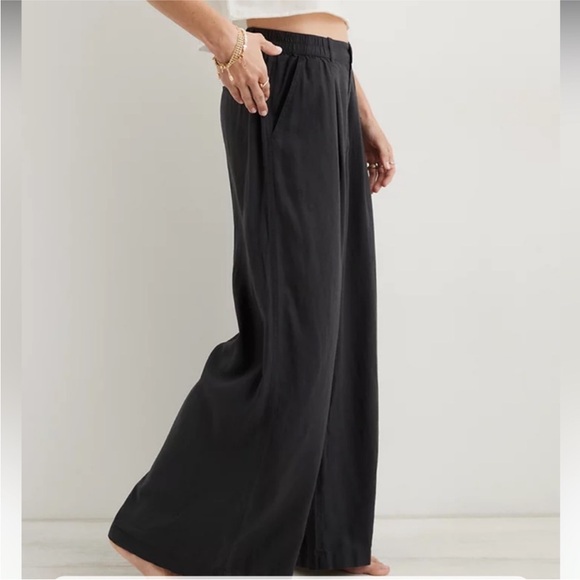 Aerie Pool To Party Wide Leg Linen Blend Trousers Size XS - Picture 2 of 7
